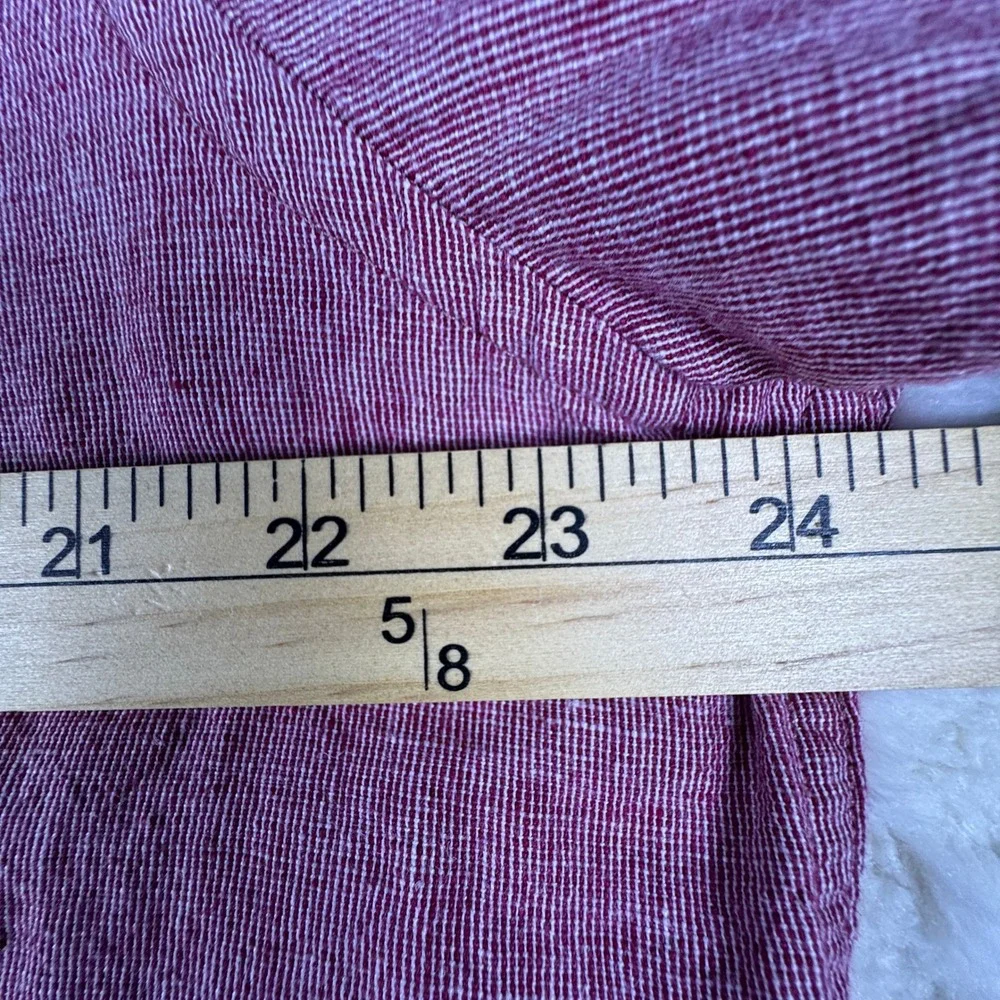 Banana Republic Mens XL Linen Slim Fit Button Down Shirt Red Long Sleeve